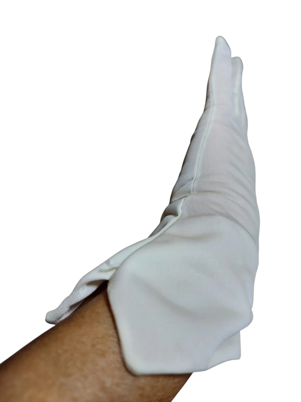Vintage White Sheer Gloves Ruched Wrist Formal Bridal Tea Party Costume